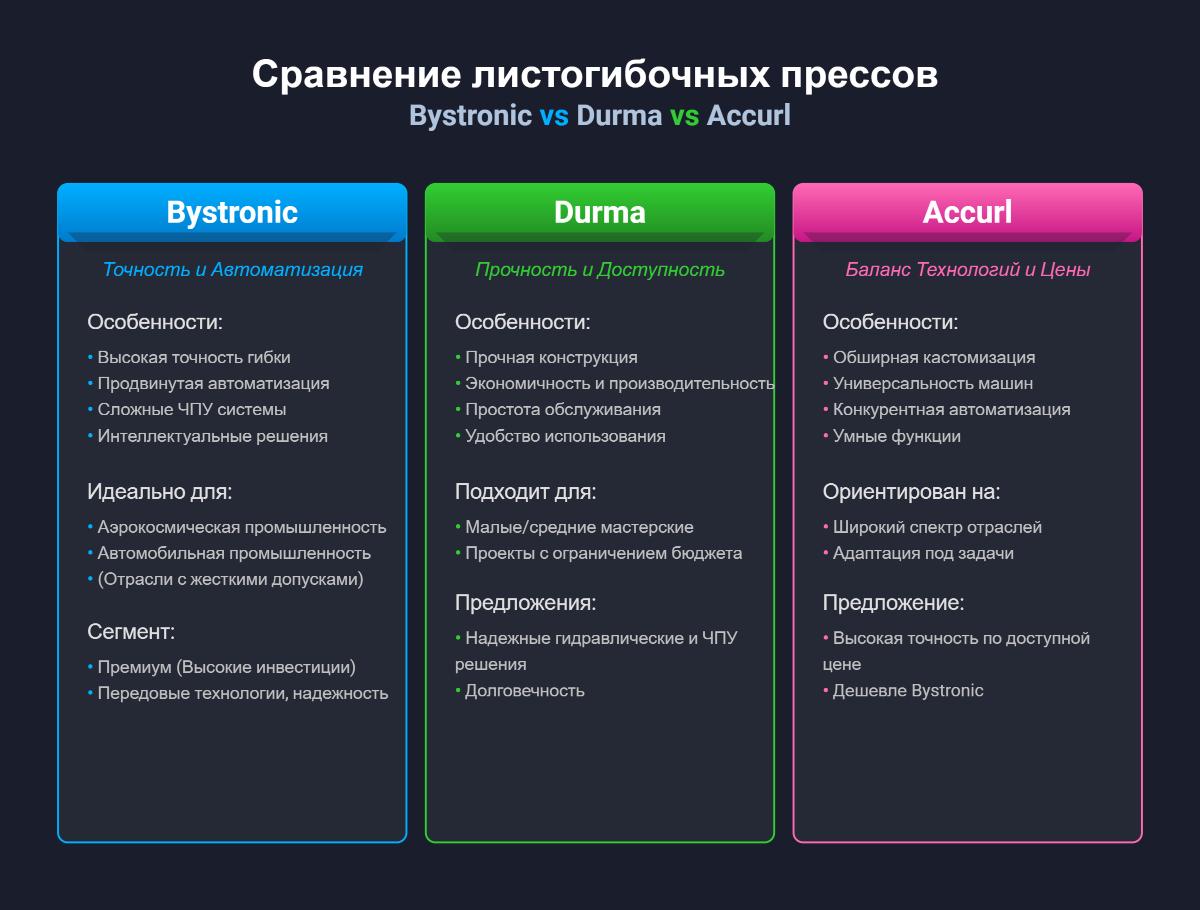 Всеобъемлющее руководство по брендам листогибов: Bystronic, Durma и Accurl